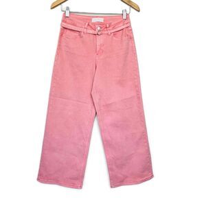 Vervet Size 26 Wide-Leg Crop High-Waisted Belted Stretch Jeans Pink NWT T5775BS